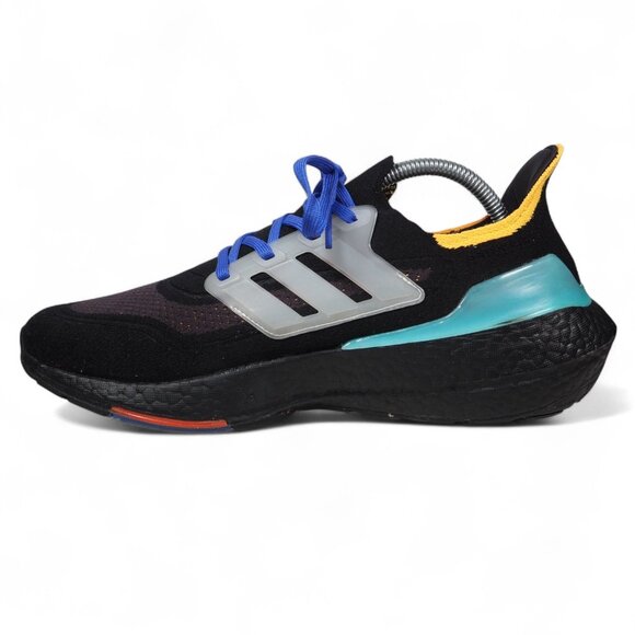 Adidas UltraBoost 21 Black Pulse Aqua Performance Running Shoes S23870 Men's 9.5 - Picture 6 of 11